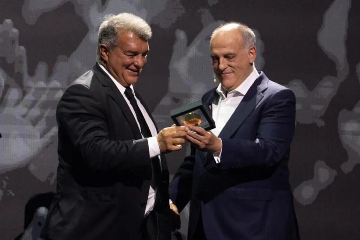 Joan Laporta y Javier Tebas durante un acto de LaLiga