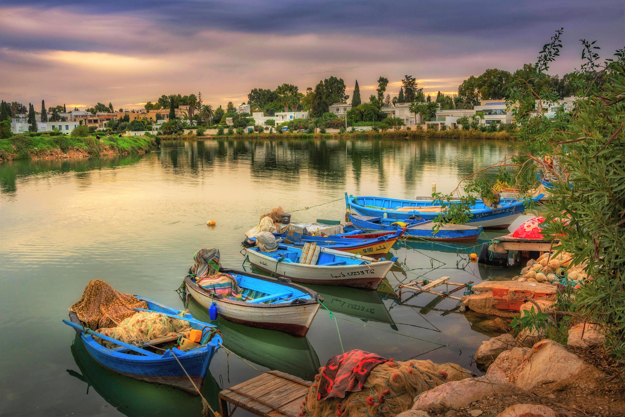 A small fishing harbour in the former Punic port of Carthage, Tunisia